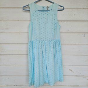 Others Follow Mint/Light Blue Dress with Eyelet Detail Medium